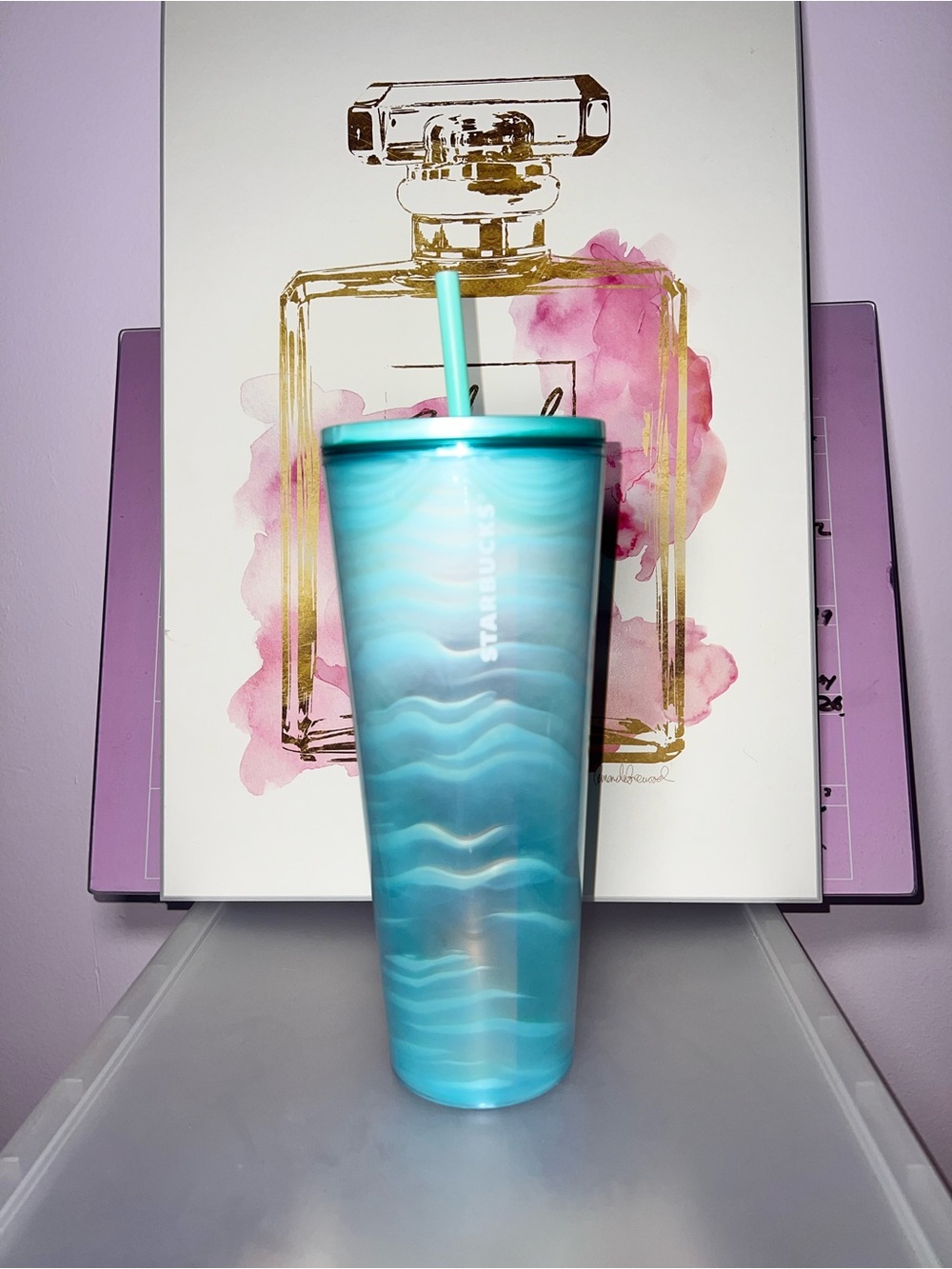 Starbucks Turquoise Wave Tall Tumbler with Matching Straw